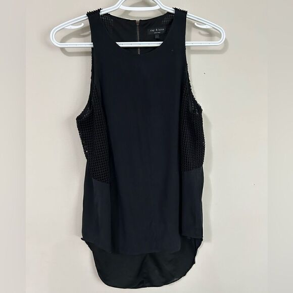 Rag & Bone Black Silk Sleeveless Blouse - Picture 1 of 6